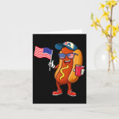 4 juli hotdog grappig vierde juli patriottisch kaart (Gele Bloem)
