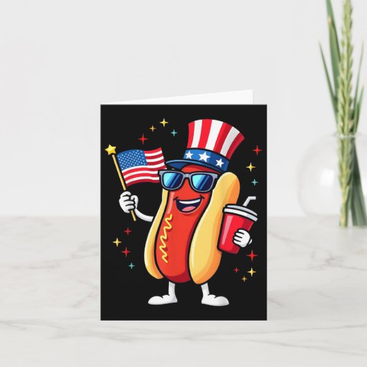 4 juli hotdog grappig vierde juli patriottisch kaart (Voorkant)