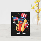 4 juli hotdog grappig vierde juli patriottisch kaart (Gele Bloem)