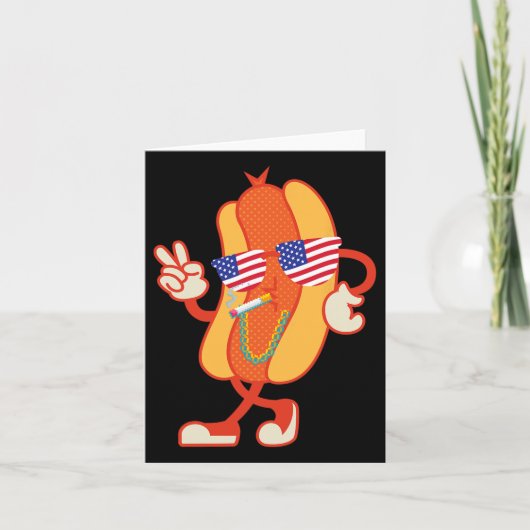 4 juli hotdog grappig vierde juli patriottisch kaart (Voorkant)