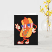 4 juli hotdog grappig vierde juli patriottisch kaart (Gele Bloem)