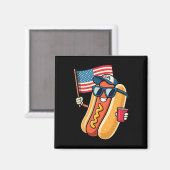 4 juli hotdog grappig vierde juli patriottisch magneet (Voorkant / Achterkant)