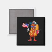 4 juli hotdog grappig vierde juli patriottisch magneet (Voorkant / Achterkant)