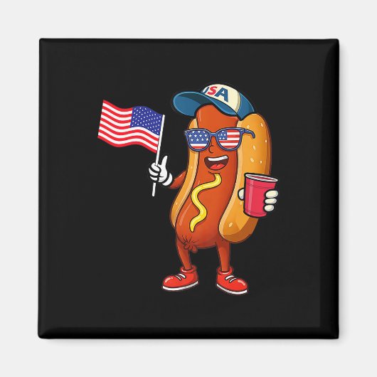 4 juli hotdog grappig vierde juli patriottisch magneet (Voorkant)