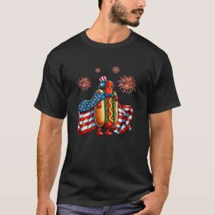 4 juli Hotdog Grappig Vierde juli Patriottisch T-shirt