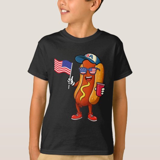 4 juli hotdog grappig vierde juli patriottisch t-shirt (Voorkant)