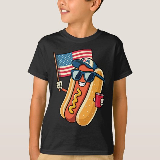 4 juli hotdog grappig vierde juli patriottisch t-shirt (Voorkant)