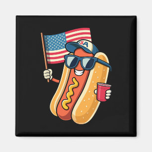 4 juli Hotdog Grappige 4 juli Patriottisch Magneet