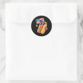 4 juli Hotdog Grappige 4 juli Patriottisch Ronde Sticker (Tas)