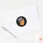 4 juli Hotdog Grappige 4 juli Patriottisch Ronde Sticker (Envelop)