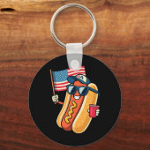 4 juli Hotdog Grappige 4 juli Patriottisch  Sleutelhanger (Voorkant)