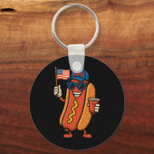 4 juli Hotdog Grappige 4 juli Patriottisch Sleutelhanger (Voorkant)
