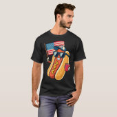 4 juli Hotdog Grappige 4 juli Patriottisch T-shirt (Voorkant volledig)