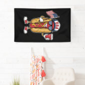 4 juli Hotdog Grappige Patriottische Vlag van de V Spandoek (Insitu)