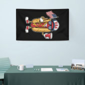 4 juli Hotdog Grappige Patriottische Vlag van de V Spandoek (Beurs)