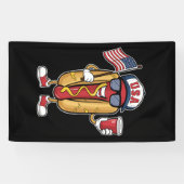 4 juli Hotdog Grappige Patriottische Vlag van de V Spandoek (Horizontaal)