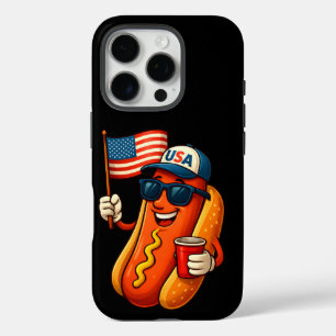4 juli Hotdog Grappige Patriottische Vlag VS iPhone 16 Pro Hoesje