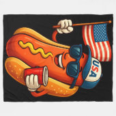 4 juli Hotdog Grappige Patriottische Vlag VS Fleece Deken (Voorkant (Horizontaal))
