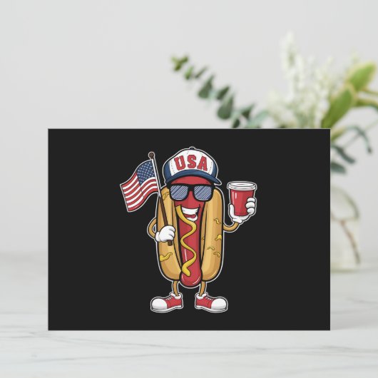 4 juli Hotdog Grappige Patriottische Vlag VS Kaart (Staand voorkant)