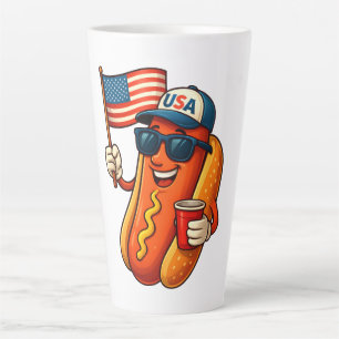 4 juli Hotdog Grappige Patriottische Vlag VS Latte Mok