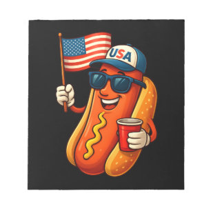 4 juli Hotdog Grappige Patriottische Vlag VS Notitieblok