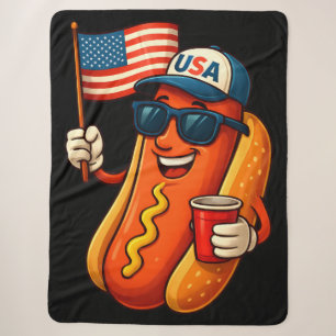 4 juli Hotdog Grappige Patriottische Vlag VS Sherpa Deken