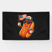 4 juli Hotdog Grappige Patriottische Vlag VS Spandoek (Horizontaal)
