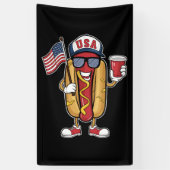 4 juli Hotdog Grappige Patriottische Vlag VS Spandoek (Verticaal)