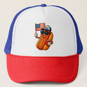 4 juli Hotdog Grappige Patriottische Vlag VS Trucker Pet