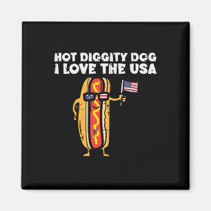 4 juli Hotdog Hot Diggity Dog Patriottische Vrouwe Magneet