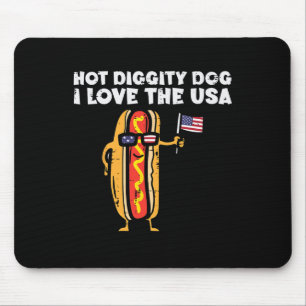 4 juli Hotdog Hot Diggity Hond Patriottische Vrouw Muismat