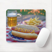 4 juli hotdog met bier muismat (Met muis)