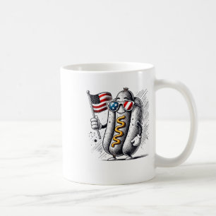 4 juli Hotdog Patriottische Usa Vlag Retro Jongens Koffiemok