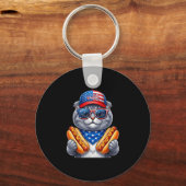 4 juli hotdog Schotse vouw kat grappig Sleutelhanger (Voorkant)