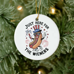 4 juli hotdogs VS Amerikaanse vlag Patriottisch  Keramisch Ornament