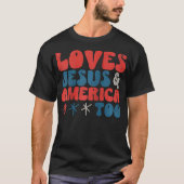 4 juli houdt van jezus Christelijk en amerika ook T-shirt (Voorkant)