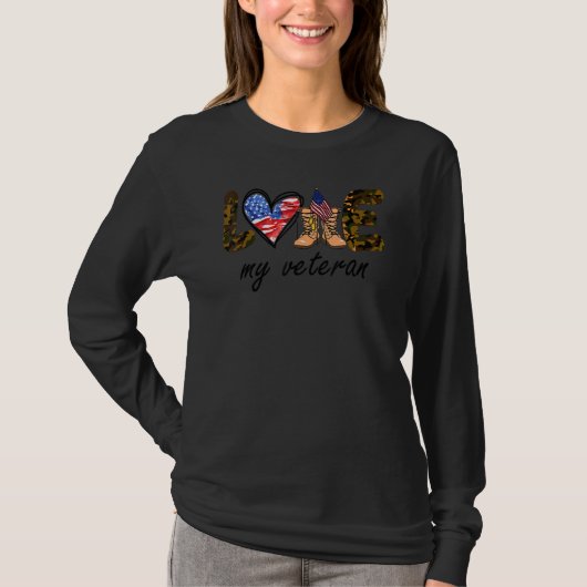 4 juli houdt van mijn veteraan-Amerikaanse vlag T-shirt (Voorkant)