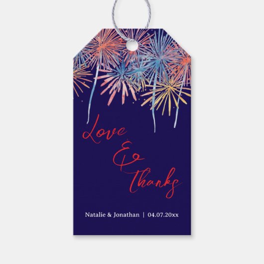 4 juli Huwelijk Bedankt  Cadeaulabel (Voorkant)