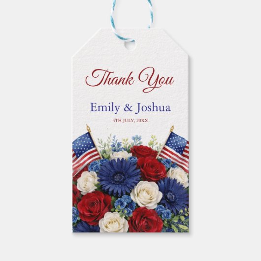 4 juli Huwelijkscadeau Bedankt Cadeaulabel (Voorkant)