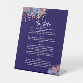 4 juli Huwelijksmenu, Minimalistisch menu Reclamebord Met Voetstuk