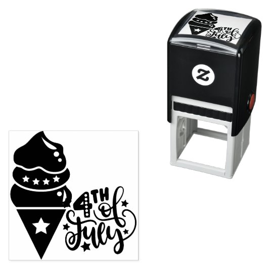 4 juli Ice Cream Cone Self-Inking Zelfinktende Stempel (In situ)