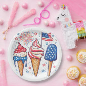 4 juli Ice Cream Paper Borden Papieren Bordje (Feest)