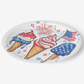 4 juli Ice Cream Paper Borden Papieren Bordje (Gekanteld)