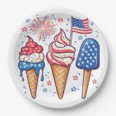 4 juli Ice Cream Paper Borden Papieren Bordje (Voorkant)