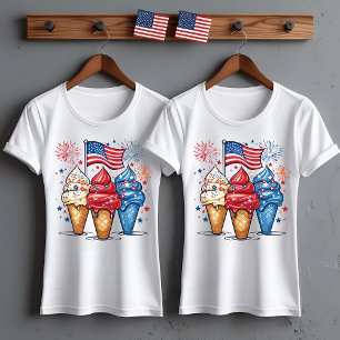 4 juli Ice Cream USA Vlag Vrouwen T-shirt
