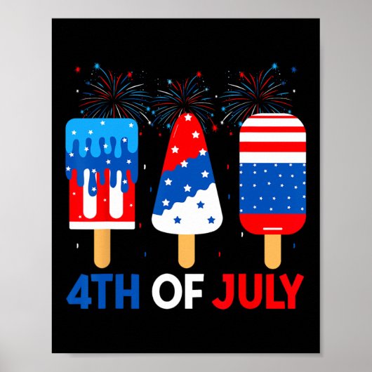 4 juli Ice Creams Funny Patriotic American FL Poster (Voorkant)