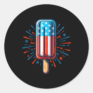 4 juli IJs Amerikaanse Vlag Patriottische Summ Ronde Sticker