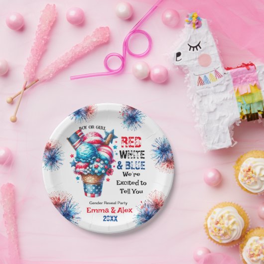 4 juli IJs Geslacht onthullen Papieren Bordje (Feest)