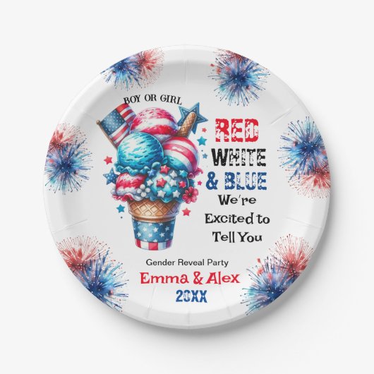 4 juli IJs Geslacht onthullen Papieren Bordje (Voorkant)