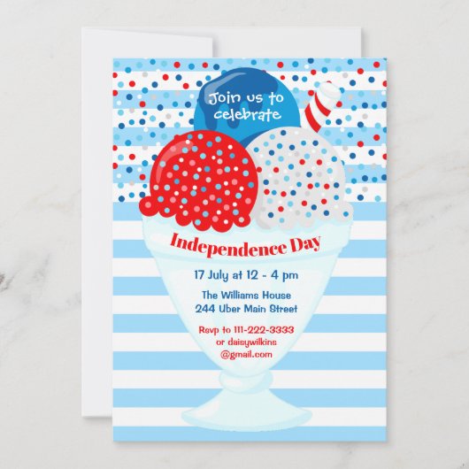 4 juli ijsfeest kaart (Voorkant)